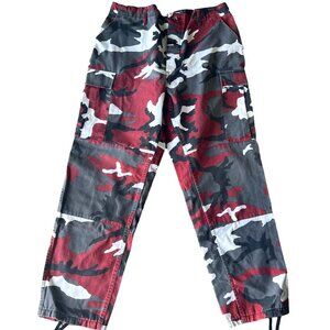 Men's Vintage Proper Red and Grey Camo Cargo Pants Combat Trousers